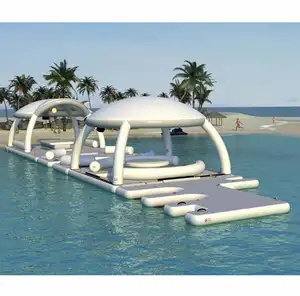 Drop Stitch PVC flutuante bar barco inflável mesa flutuante sofá doca plataforma Water Lounge Raft Inflável Flutuante Ilha