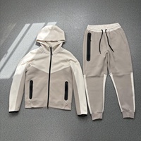 Nouvel ensemble de sport et de loisirs printemps-automne avec veste à capuche et pantalon en tissu pressé 100% coton, ensemble de sport décontracté
