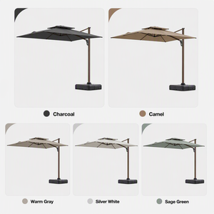 ร่มกันลมแบบคานยื่นเคลือบ PU สีไม่ซีดจาง สำหรับพักผ่อนกลางแจ้ง ป้องกันแสงแดด - Product Image 6
