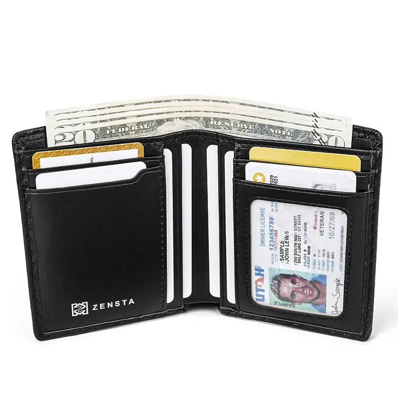 New Design Travel Vegan Wallet Pu Leather Minimalist Men's Wallet Carbon Fiber Slim RFID Leather Wallets For Men
