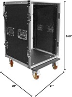 Flight case vertical 16U pour amplificateur DJ, 3/8 ATA300 avec roues