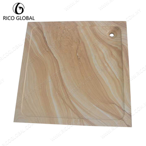 Receveur de douche carré en bois au design minimaliste, installation au sol pour salle de bain - Product Image 2