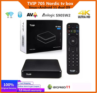 TVIP S-Box V.705 4K Ultra HD Linux & Android 11.0 OS TV BOX Amlogic S905W2 2.4/5G WiFi TVIP 705 Nordic One Media Player