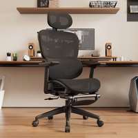 Fauteuil de Bureau Ergonomique Moderne Style Leer, Vente Flash, Réglable, en Maille avec Repose-Pieds et Fonction Pivotante en Tissu