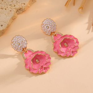 Kaimei 2027, Nuevos Pendientes de Moda Retro con Flores 3D, Pendientes de Flores <span class=keywords><strong>Multicapa</strong></span> para Mujer, Pendientes de Flores Esmaltados Simples y Lujosos para Mujer - Product Image 5