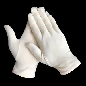 Ince beyaz montaj absorbe ter tam koruyucu İnterlok egzama gecede uyku doğal renk pamuklu eldiven