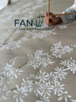 Papier peint brodé à la main avec des feuilles de ginkgo dorées, fond en feuille d'or, revêtement mural intérieur