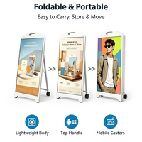 Afficheur LED avec cadre protégé par GOB, avec roulettes, corps en aluminium fin, commande à distance par application, panneau publicitaire numérique