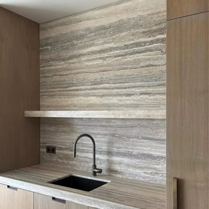 Grande dalle <span class=keywords><strong>de</strong></span> <span class=keywords><strong>travertin</strong></span> argenté poli au design moderne pour salons, salles à manger et comptoirs <span class=keywords><strong>de</strong></span> <span class=keywords><strong>salle</strong></span> <span class=keywords><strong>de</strong></span> <span class=keywords><strong>bain</strong></span> - Vente en gros directe usine - Product Image 1