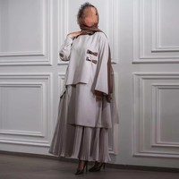 Robe de chambre turque en organza translucide et sexy, pull-over, ourlet à surpiqûres, design plissé, fausse fourrure, boucle en cuir, service OEM