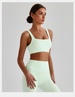 Pakaian Olahraga Yoga & Fitness Grosir Kustom, Activewear Elastis Tinggi, Sport Bra Leher Kotak untuk Wanita, U Back Fitness & Workout