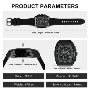 นาฬิกา NAVIFORCE 6101 แบรนด์คุณภาพสูง นาฬิกาสปอร์ตผู้ชาย ควอตซ์ กันน้ำ 50 เมตร สายซิลิโคน แสดงวันที่ นาฬิกาแท้สำหรับผู้ชาย - Product Image 4