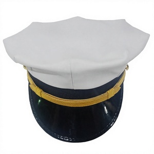 OFFICER WHITE COTTON <b>HAT</b> WITH GOLD BAND - Product Image 1