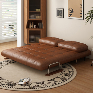 Sofá <span class=keywords><strong>Cama</strong></span> <span class=keywords><strong>de</strong></span> Cuero 3 en 1 <span class=keywords><strong>de</strong></span> Estilo Retro, Sofá <span class=keywords><strong>Cama</strong></span> <span class=keywords><strong>de</strong></span> Madera Marrón <span class=keywords><strong>de</strong></span> Lujo para Apartamento, Sofá <span class=keywords><strong>Cama</strong></span> Individual y Doble <span class=keywords><strong>de</strong></span> Alta Calidad y Suave - Product Image 3