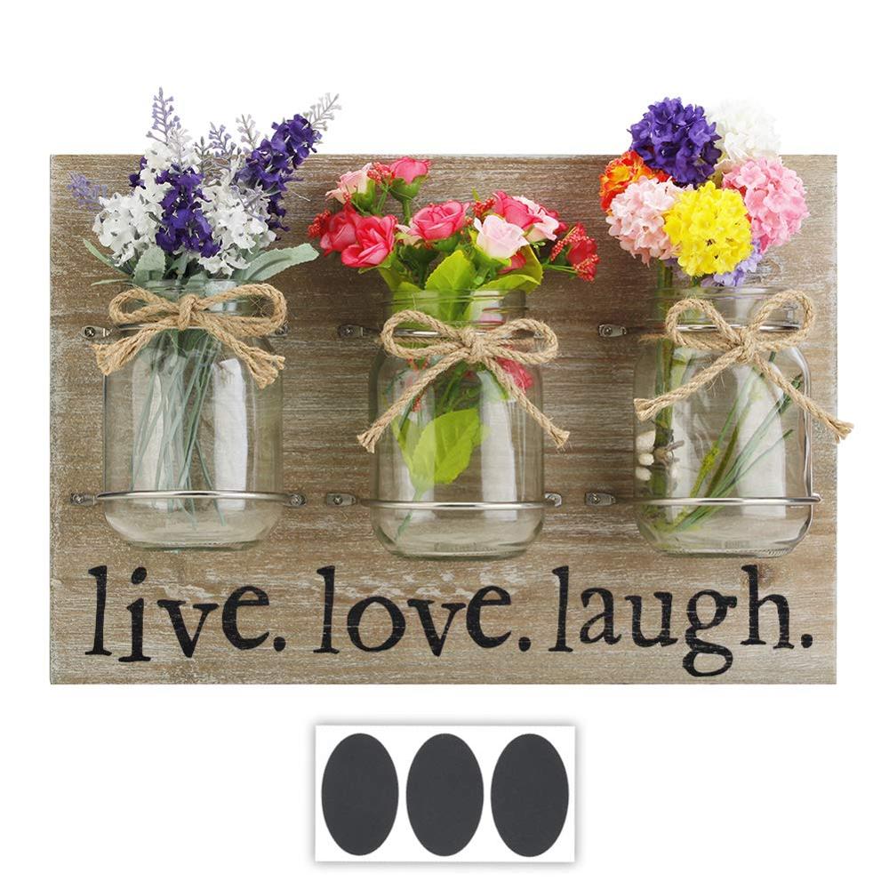 Веревка с узелком-бабочкой, деревянные настенные таблички, декор с каменными банками