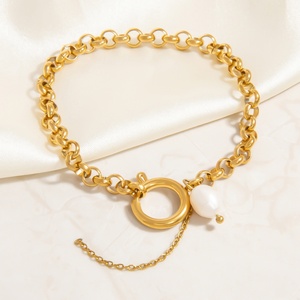 Niche Fashion High-End Stainless Steel Bracelet with 18K Gold Plating Trendy <b>Charm</b> Bracelets & Link Jewelry Pendant - Product Image 4