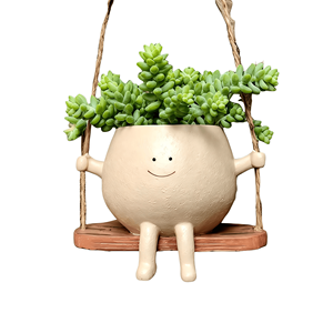 <span class=keywords><strong>Pot</strong></span> de fleurs suspendu en résine moderne avec visage souriant et trou de drainage pour balcon intérieur/extérieur et décoration de jardin domestique - Product Image 1