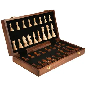Classic Wood Chess Games Set Folding Chess Board Suit Best Gift or Travelling Equipment for Kids and Adult Wooden Classic Color