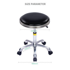 Laboratoriumkruk rond leer ESD verstelbare hoogte draaibaar modern op wielen voetring school natuurkunde industriële werkplaats tandheelkunde - Product Image 2