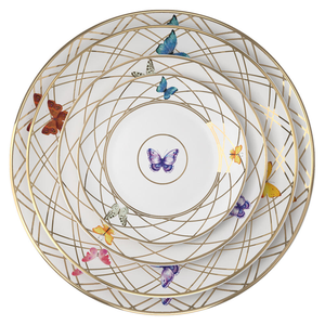 Plato de Cerámica con Mariposas Coloridas para Fiestas, Banquetes, Bodas, Vajilla con Borde Dorado, Platos de Porcelana para Pan y Cena - Product Image 1