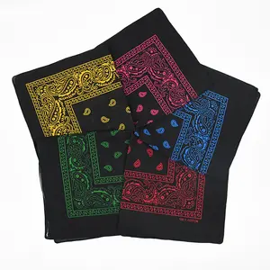 纯棉运动头巾54 * 54厘米数码印花手帕嘻哈领围巾供应商批发