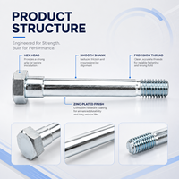 Pernos de Rueda Hexagonales con Recubrimiento de Zinc de Grado Industrial, Fijaciones Métricas con Hombro para Soporte de Ruedas de Carros de Muebles de Alta Resistencia