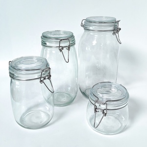 Pot de stockage réutilisable en verre transparent avec couvercle hermétique et clip pivotant pour céréales, fruits secs, riz, farine, sucre, ingrédients de pâtisserie - Product Image 2