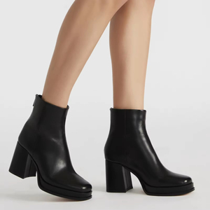 Nuevos botines de suela gruesa Martin cortos con cremallera trasera, <span class=keywords><strong>botas</strong></span> de plataforma de mujer a la moda de tacón <span class=keywords><strong>grueso</strong></span> de cuero genuino negro, zapatos - Product Image 3