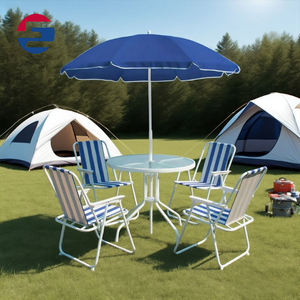 Juego de Muebles de Jardín Plegables para Patio, de 6 Piezas, Incluye una <span class=keywords><strong>Mesa</strong></span> y 4 Sillas Plegables <span class=keywords><strong>con</strong></span> <span class=keywords><strong>Sombrilla</strong></span>. - Product Image 6