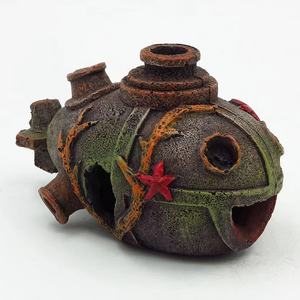 Mini Sottomarino Decorativo per Acquario, Sfondo a Forma di Nave in Cattiva Stagione, Grotta per Gamberetti e Pesci, Accessori per Acquario - Product Image 4