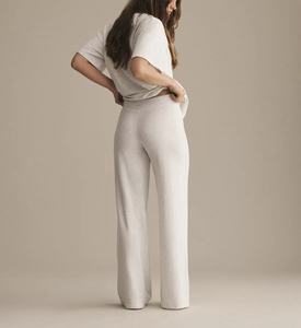 Ensemble 2 pièces personnalisé OEM pour femme en jersey de coton doux, coupe ample, manches courtes, col rond, longueur intégrale, couleur unie, été/printemps, écologique - Product Image 2