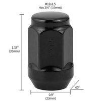 Nuevas 20 tuercas de rueda de acero negro de 35 mm, tipo acorn, grado 6.8, probadas con spray salino, ajuste universal para reemplazo/reparación