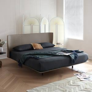 اللوح الأمامي للجناح الإبداعي الإيطالي ، مجموعة أثاث سرير من الجلد العائم بتصميم بسيط لغرفة النوم - Product Image 1
