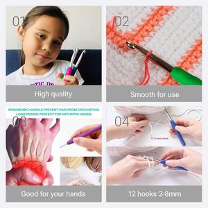 9Pcs/<b>Set</b> Simple Multicolor Plastic Handle Aluminum Silicagel Eco-Friendly High-quality Crochet Hooks Hand Knitting <b>Set</b> Yarn - Product Image 3
