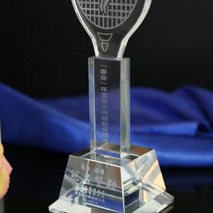 Nouveau trophée de <span class=keywords><strong>raquette</strong></span> de tennis en cristal clair MH-J0990 de trophée - Product Image 5
