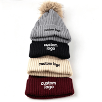 Vente en gros de bonnets en acrylique personnalisés avec logo brodé, bonnets en tricot unisexes pour l'hiver