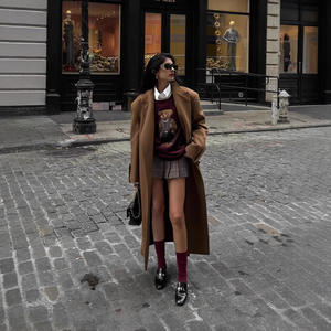 <span class=keywords><strong>Pull</strong></span> en polyester anti-froissement à motif écossais vintage pour femme, coupe ajustée, broderie d'ours, nouvelle collection transfrontalière - Product Image 4