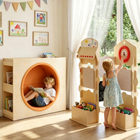 Sofá de Lectura para Niños, Forma de Media Luna Semicircular, Muebles Infantiles de Madera, Integración Sensorial Montessori