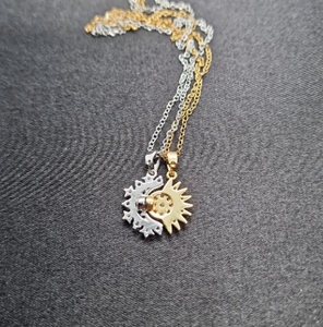 Amistad <span class=keywords><strong>Luna</strong></span> y sol Collar magnético Símbolo Dos personas Día y Noche Regalo para pareja para hermana para hermano Uso diario - Product Image 1