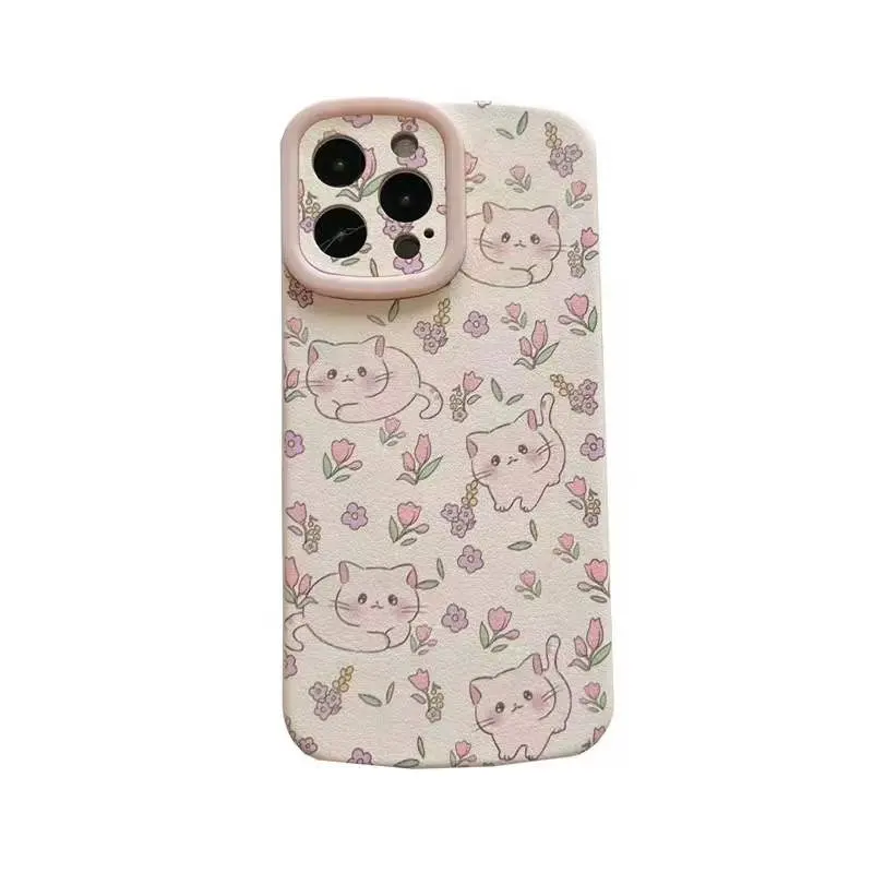 Cute Cartoon Cat Flower Lens Protection Phone Case For iPhone 13 12 11 Pro MAX 11 Pro 11 XR XS Max X 8 7 Plus