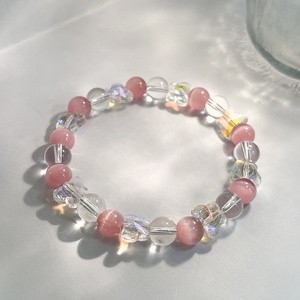 8Mm Dễ Thương Màu Hồng Mèo Của Mắt Đá Trang Sức Vòng Đeo Tay Pha Lê Lấp Lánh Bướm Vòng Đeo Tay Cho Phụ Nữ - Product Image 2