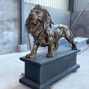 Vente en gros d'usine chinoise, statue d'animal extérieur en bronze, sculpture, statues de lion en laiton grandeur nature à vendre