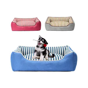 Washable Removable Cover Waterproof Linen Eco Friendly Pet Bed For Cats Square Dog Bed