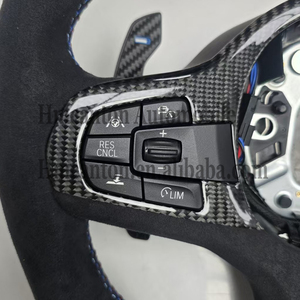 พวงมาลัยคาร์บอนไฟเบอร์หุ้มหนังกลับคุณภาพสูงสำหรับรถยนต์ BMW G20 G30 G01 ซีรีส์ 3 ซีรีส์ 5 - Product Image 2