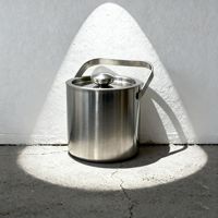 Set Ember Es Stainless Steel 304 Ramah Lingkungan dengan Gagang Bermotif Bunga, Tutup, Gelas Anggur Merah, Penjepit Es - Desain Minimalis Modern