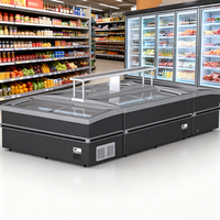 Congélateurs à Porte Vitrée pour Supermarchés, Armoire Congélateur Combinée en Îlot, Réfrigérateur de Supermarché, Vitrine Réfrigérée en Îlot