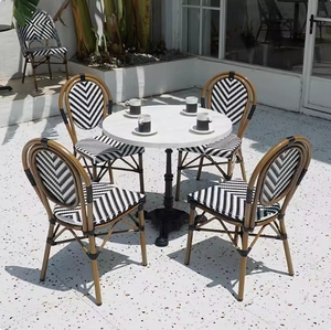 Juego de Mesa y Sillas de Comedor Estilo Bistro de Jardín Francés Vintage, Silla de Ratán Apilable para Patio, para Bodas al Aire Libre, Hoteles y Restaurantes - Product Image 3