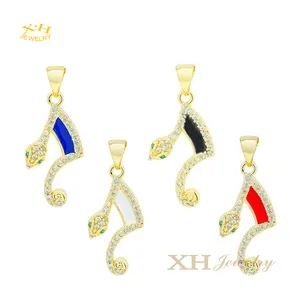 Colorful DIY Charms Brass Enamel Cubic Zircon Music Note Charms Pendants