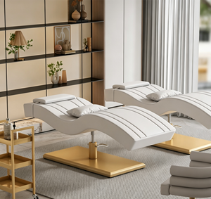 Modern S-shaped arc design multi-functional eyelash tattoo, manicure and massage bed with stainless steel frame and high-density - Product Image 2
