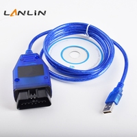 Cable OBDII a USB Azul, Cable OBD2 de 16 Pines Macho a USB, Cable de Conexión de Diagnóstico Automotriz